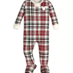 New * Mickey Mouse Christmas Plaid Stretchie Sleeper For Baby