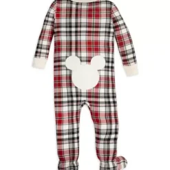 New * Mickey Mouse Christmas Plaid Stretchie Sleeper For Baby