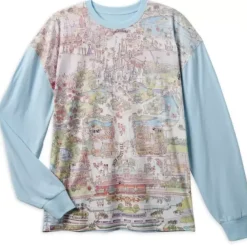 Hot * Walt World 50Th Anniversary Map Long Sleeve T-Shirt For Adults